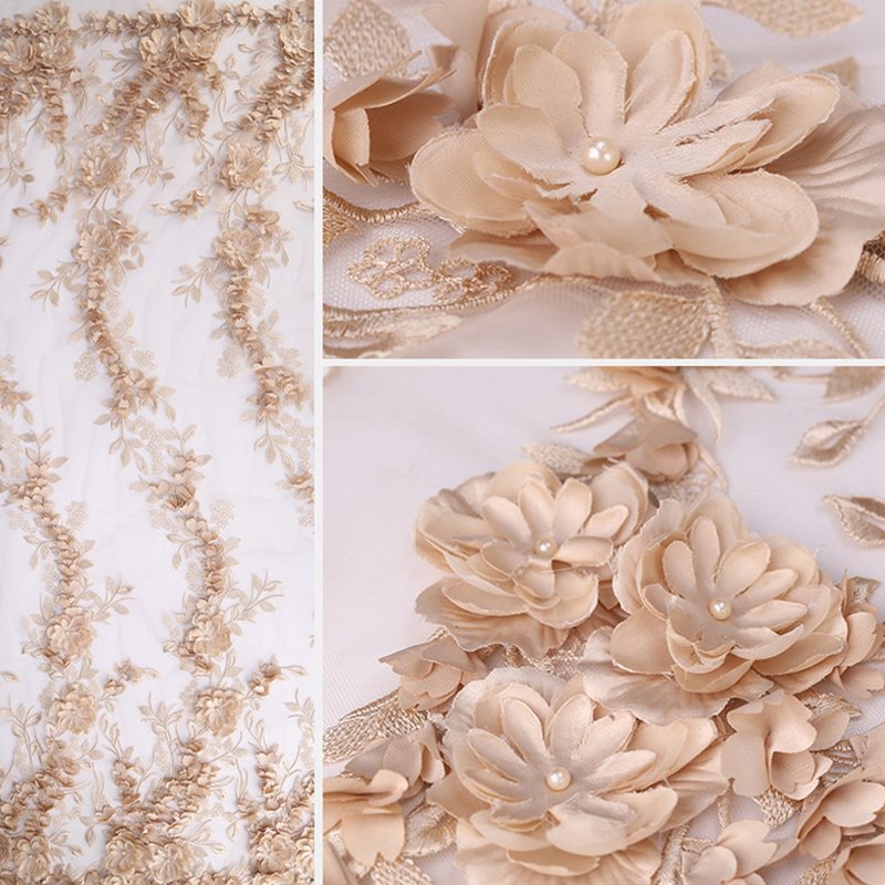 Embroidered Fabric Bridal Evening Polyester Sequin Fabric for Bridal W 10